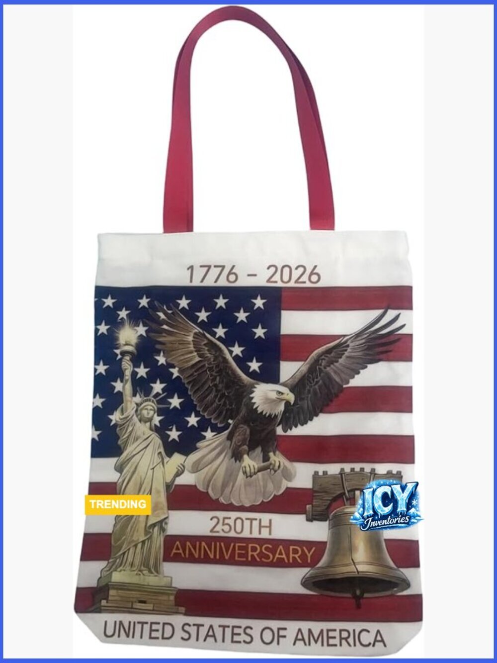 Canvas Tote Bag with Zipper, Commemorative Design, Large Capacity Shopping Bag